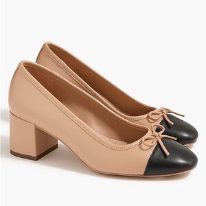 J. Crew Beige and Black Block Heel Shoes